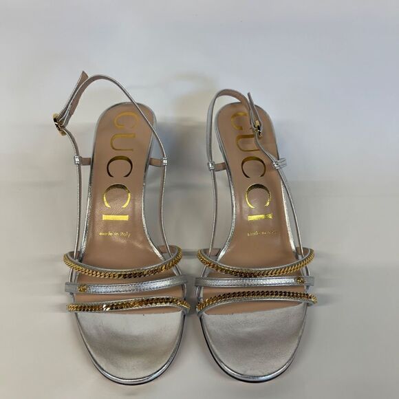 Gucci Women's sandal with chains Style ‎659196 B8B00 8106 Size 6 - Picture 4 of 6